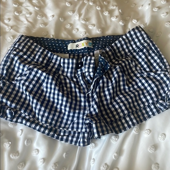 Roxy Pants - Vintage Y2K Roxy Blue and White Gingham Shorts